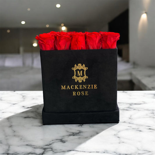 16 - 18 Luxury Preserved Roses in Large Square Velvet Box