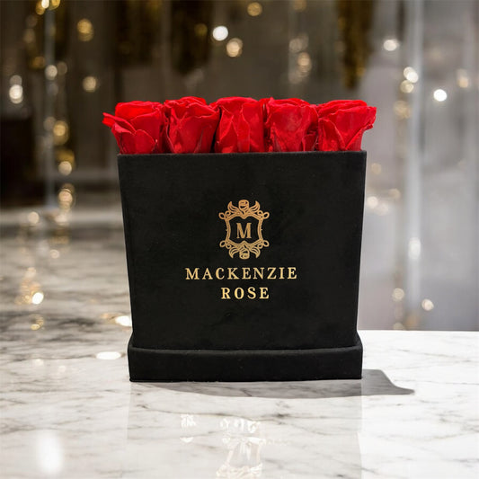 17 - 18 Luxury Preserved Roses in Large Square Velvet Box