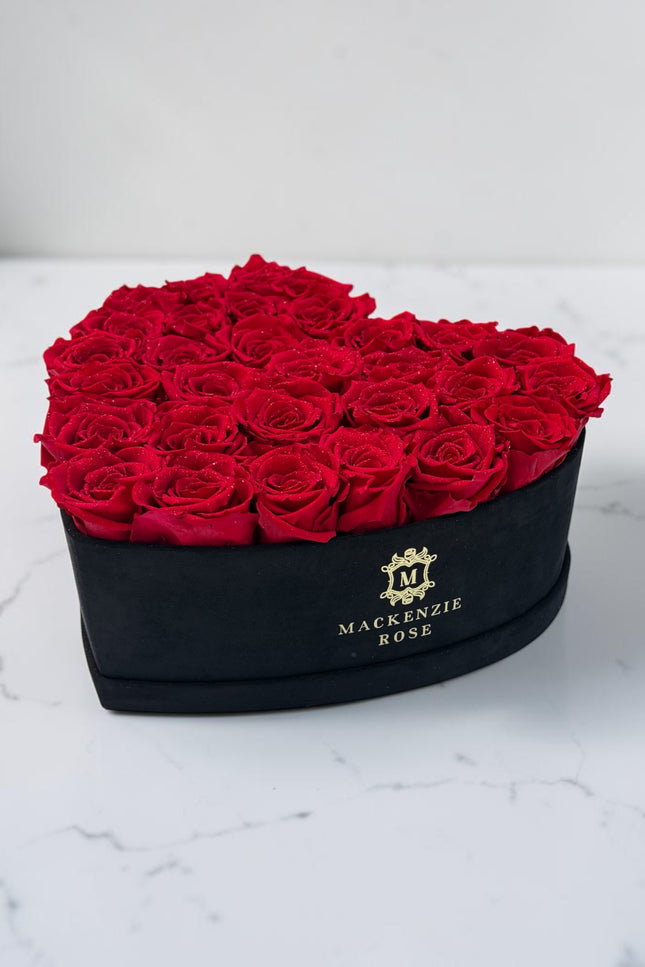 30 Diamond Roses in Velvet Black Box