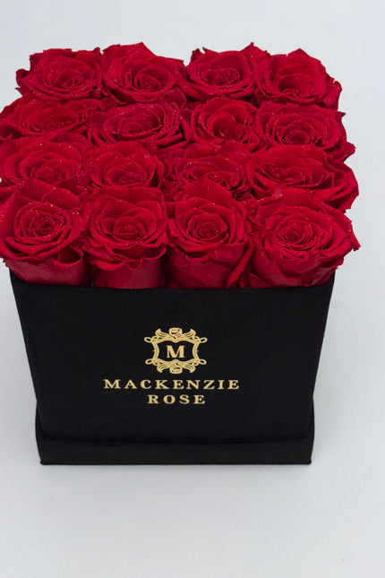 16 Luxury Preserved Roses in Large Square Velvet Box