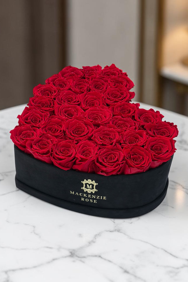 30 Diamond Roses in Velvet Black Box